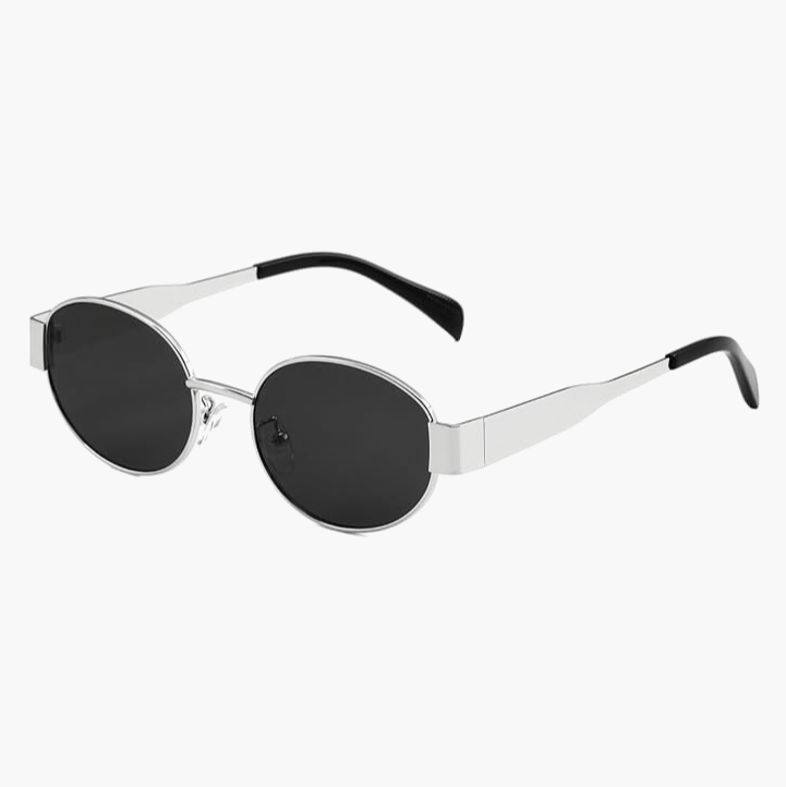 Retro oval sunglasses-dark-silver