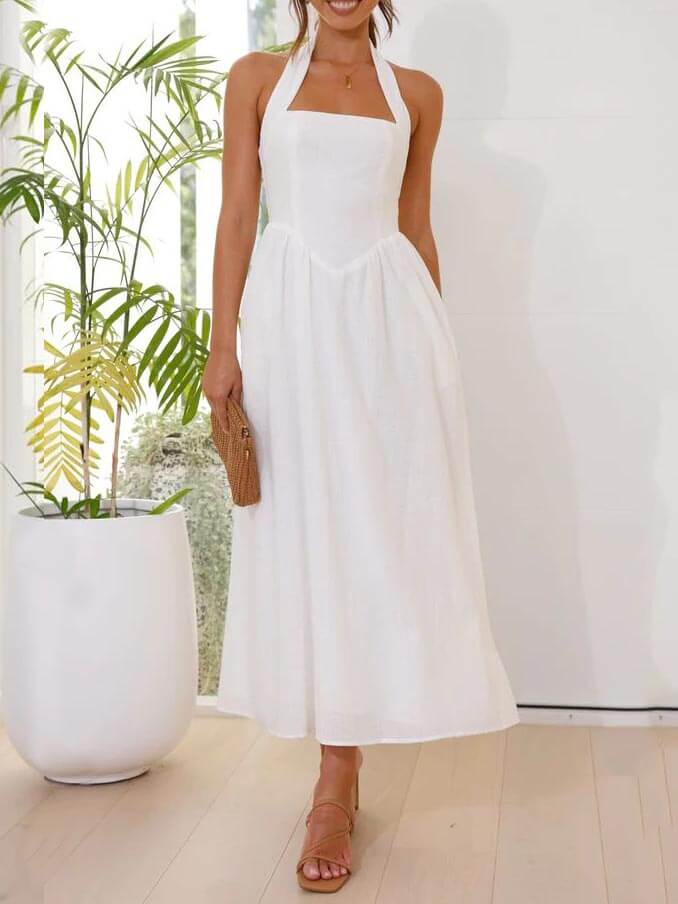 Halterneck midi dress